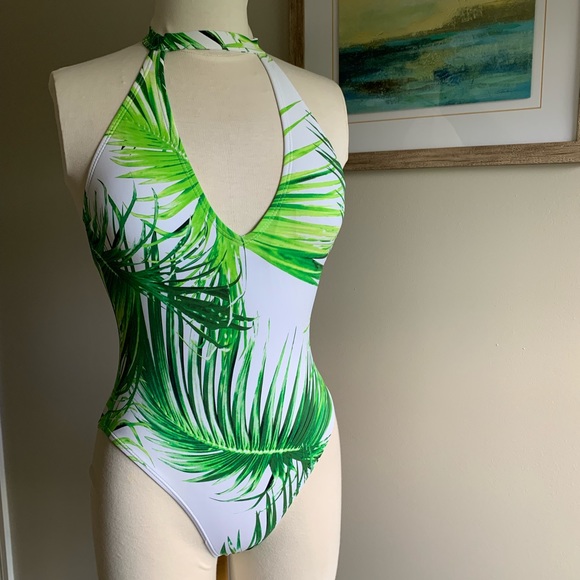 tinibikini Other - Tinibikini Swimwear White and Green Leaf One piece